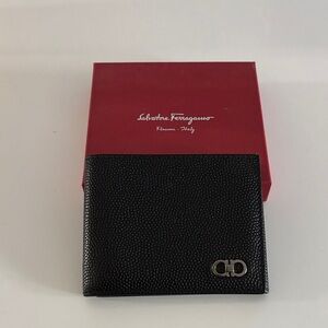 Salvatore Ferragamo Black Textured Card Holder